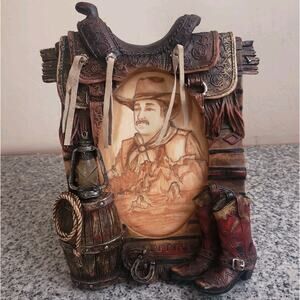 Western 3D Resin Picture Frame 4x6" Oval Boots Saddle Lantern Lasso + Drawing